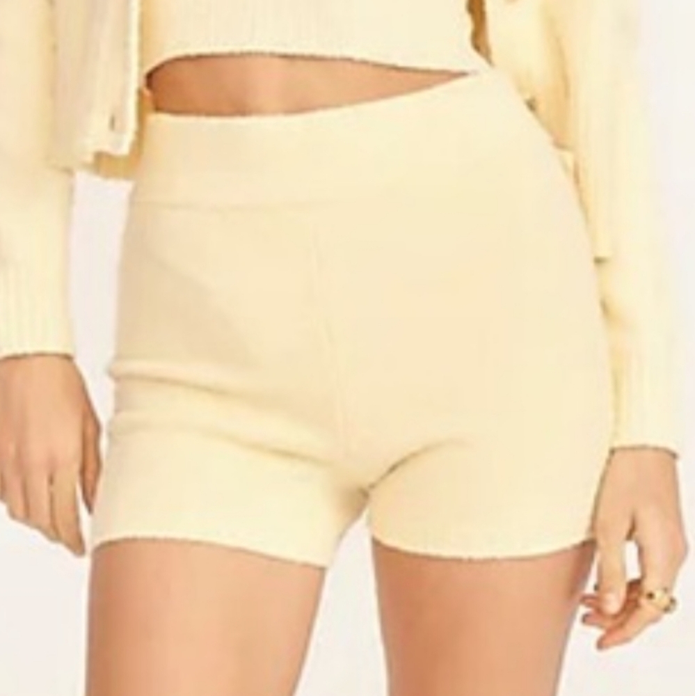 J. Crew cotton blend boucle sweater short shorts cream pale yellow cozy XL BG105